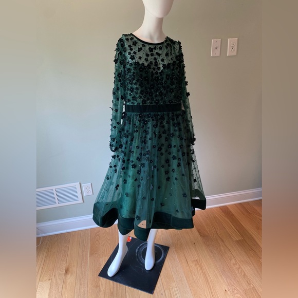 MAC DUGGAL Floral Embellished Fit & Flare Midi Dress Size 12 $498. - Picture 5 of 8